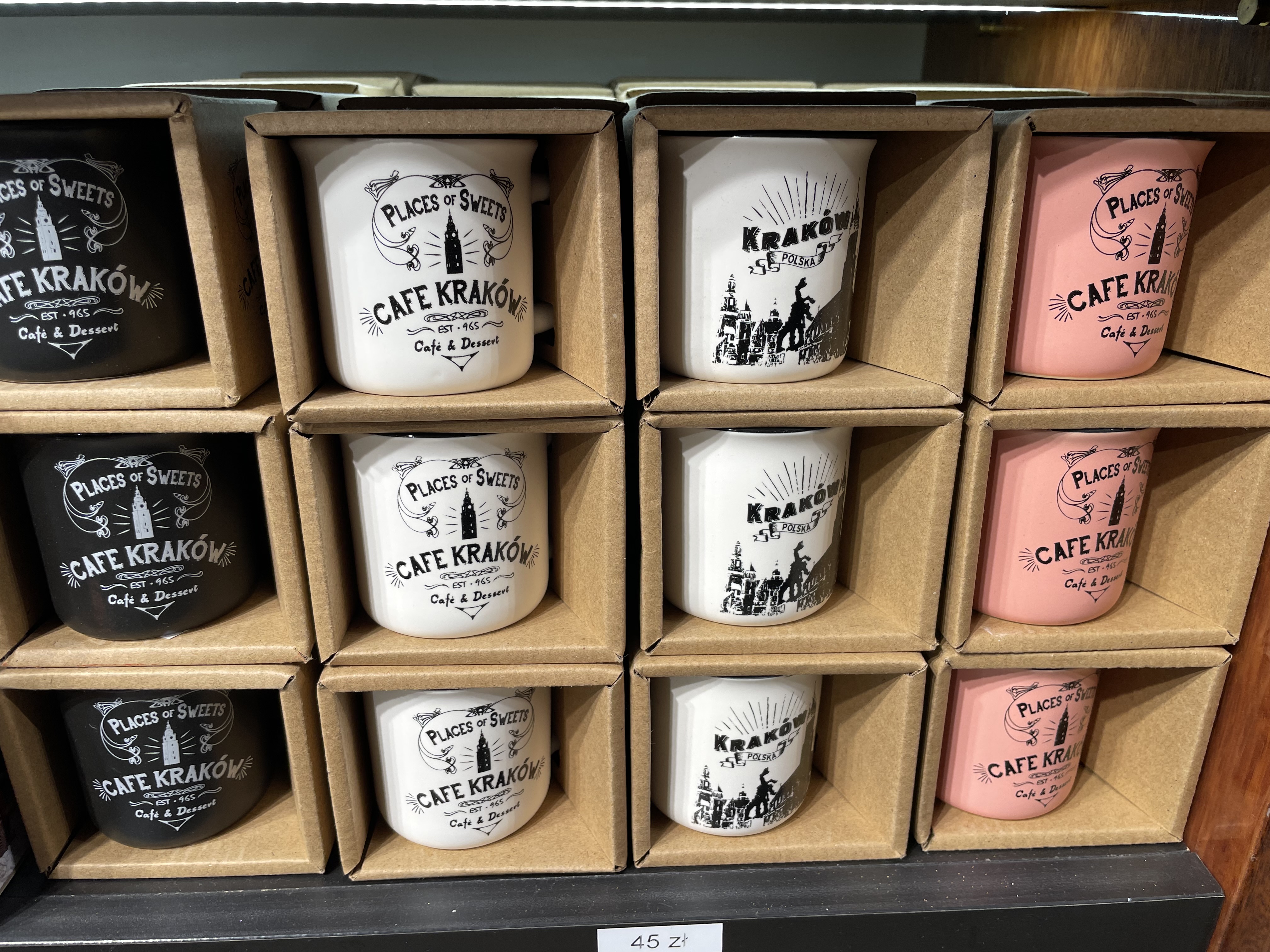Cafe Kraków ceramic mugs in packaging